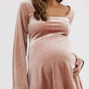 Robe patineuse velour Rose pale taille M