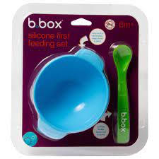 B.box Set premier repas bol ventouse et cuillère en silicone Ocean breeze