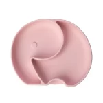 YUMMY Assiette Éléphant en Silicone avec Ventouse 4M+ Rose Pastel