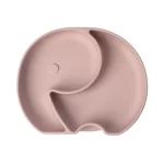 YUMMY Assiette Éléphant en Silicone avec Ventouse 4M+ Rose Poudré