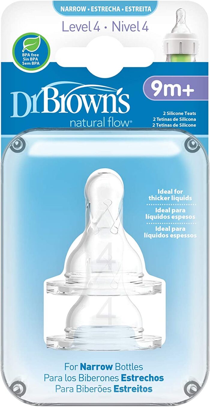 Dr Brown Options – Tétine à Bouche Étroite, Transparent, +9 mois