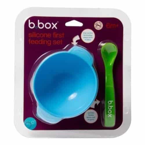 B.box Set premier repas bol ventouse et cuillère en silicone Ocean breeze