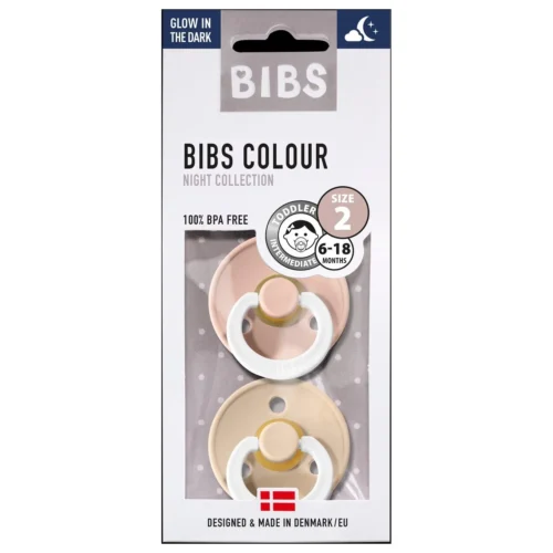 Bibs Supreme Night Blush Vanilla 6+ mois Sucette en silicone 2 pièces