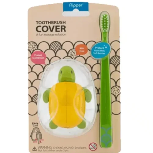 Flipper Brosse à dents enfants avec couvercle Tortue