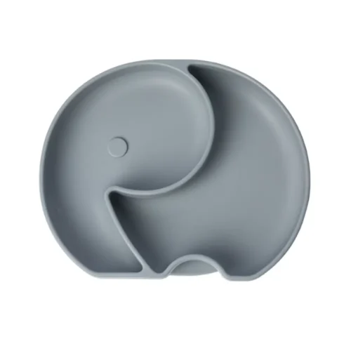 YUMMY Assiette Éléphant en Silicone avec Ventouse 4M+ GRIS