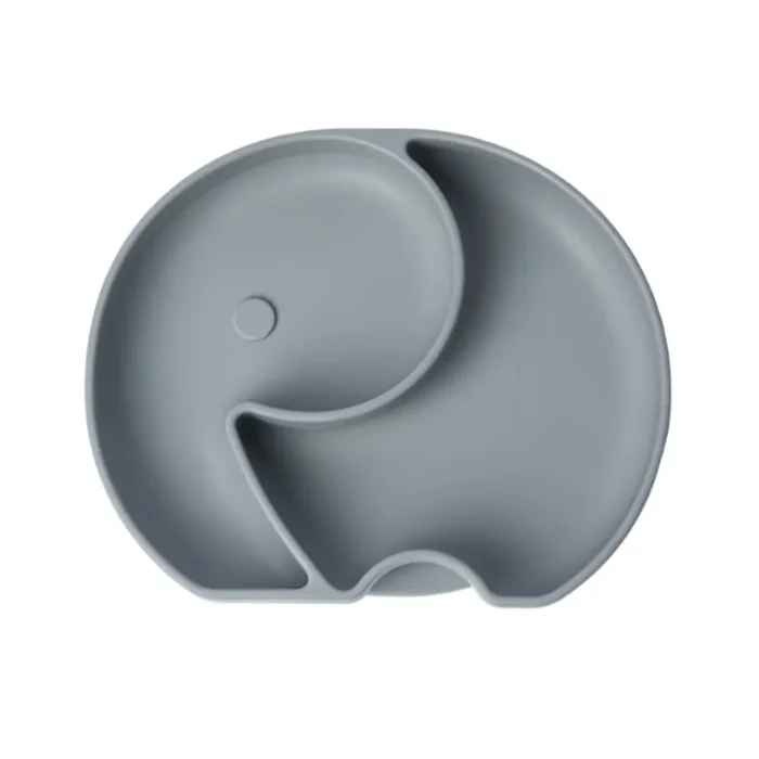 YUMMY Assiette Éléphant en Silicone avec Ventouse 4M+ GRIS