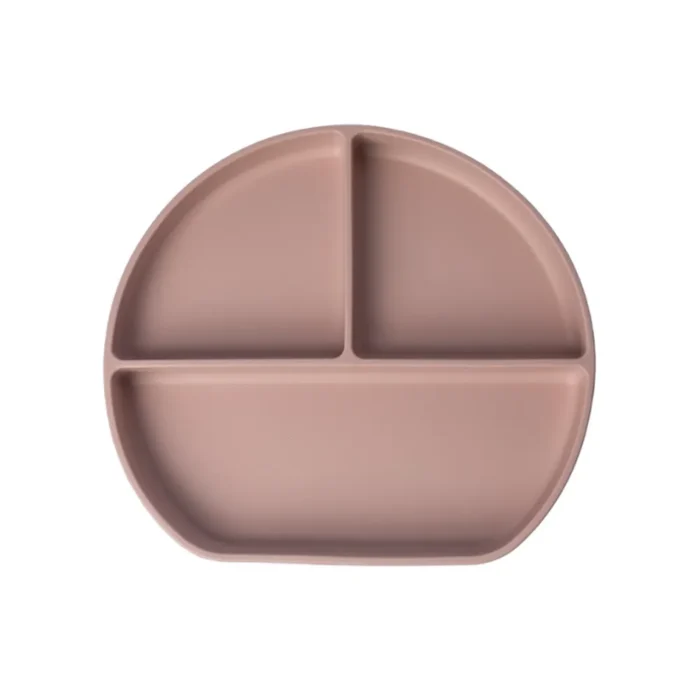 YUMMY Assiette en Silicone Multi-Compartiments avec Ventouse 4M+Rose Poudré