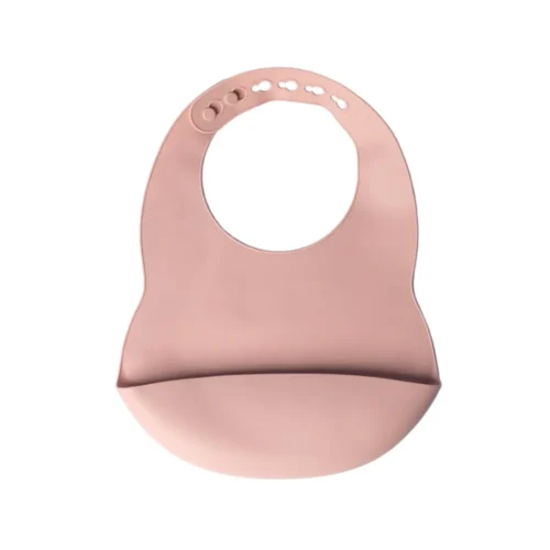 YUMMY Bavoir en Silicone avec Poche 9M+ - Rose Poudre