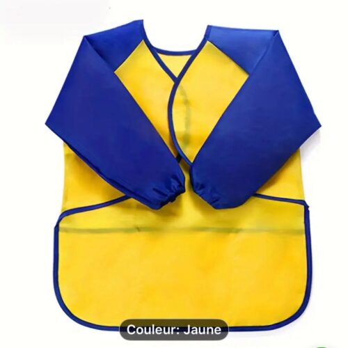 Tablier de peinture d'artiste, polyvalent, imperméable, bavoir d'alimentation, peinture pour enfants Jaune M