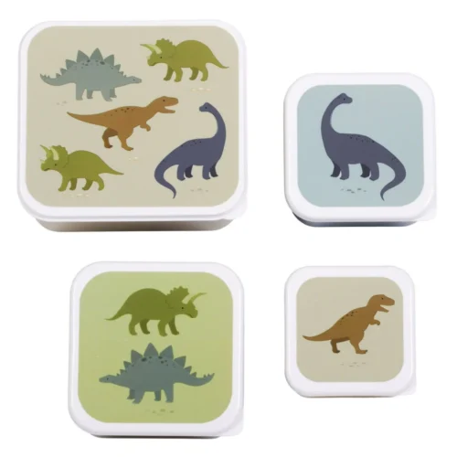 A Little Lovely Company Lot de 4 Boîtes à Goûter Dinosaures